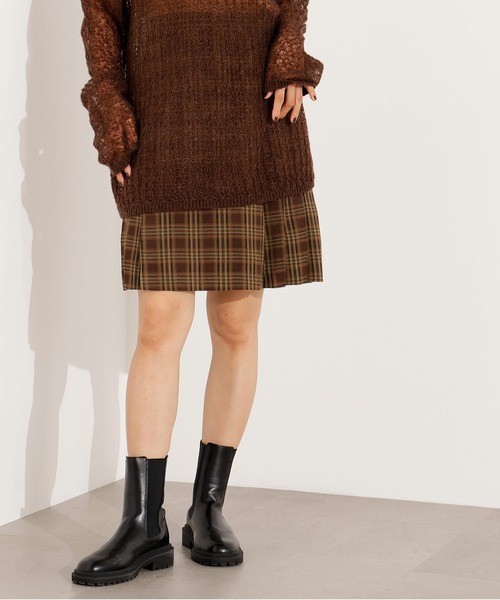 N.(N. Natural Beauty Basic)(エヌエヌナチュラルビューティーベーシック)の「チェックミニスカート(スカート・レディース・ベージュ系その他/ブラウン・MEDIUM)」の6枚目の写真
