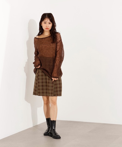N.(N. Natural Beauty Basic)(エヌエヌナチュラルビューティーベーシック)の「チェックミニスカート(スカート・レディース・ベージュ系その他/ブラウン・MEDIUM)」の7枚目の写真