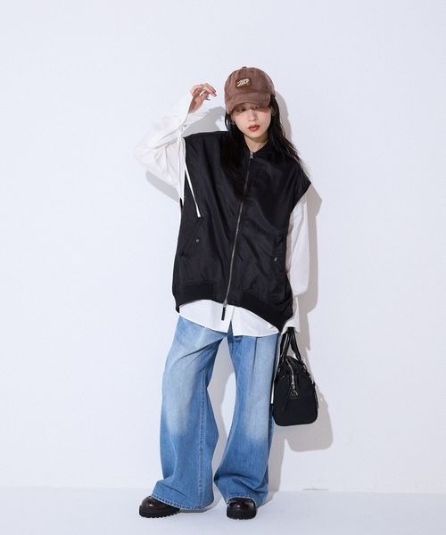 JEANASIS（ジーナシス）の「MA-1ベスト/591118（MA-1・レディース・ブラック/カーキ・FREE）」の3枚目の写真