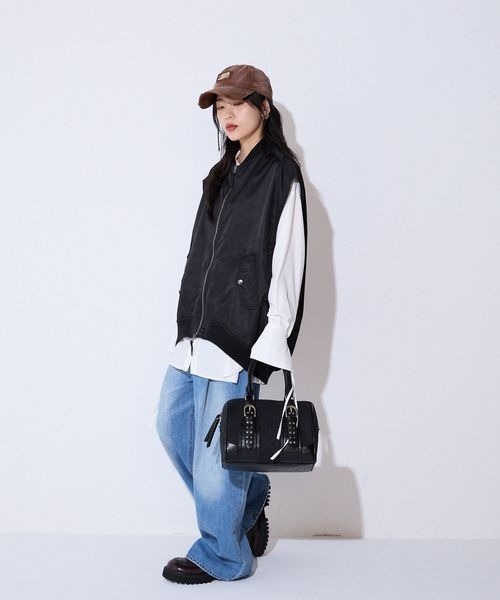 JEANASIS（ジーナシス）の「MA-1ベスト/591118（MA-1・レディース・ブラック/カーキ・FREE）」の4枚目の写真