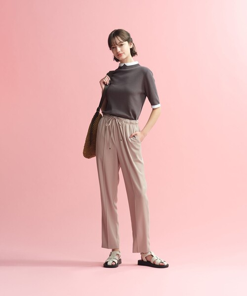 MACKINTOSH PHILOSOPHY(マッキントッシュ フィロソフィー)の「【Alby Easy Pants(アルビー イージーパンツ)】バックサテン(その他パンツ・レディース・ダークネイビー/ベージュ・38/36/34)」の4枚目の写真