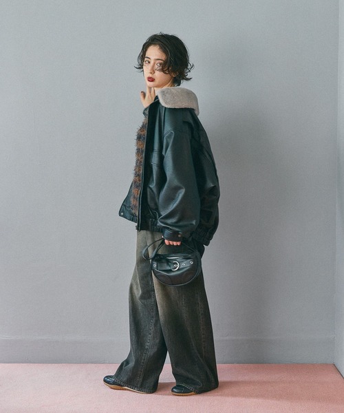 niko and（ニコアンド）の「フェイクレザー2WAYアソートブルゾン