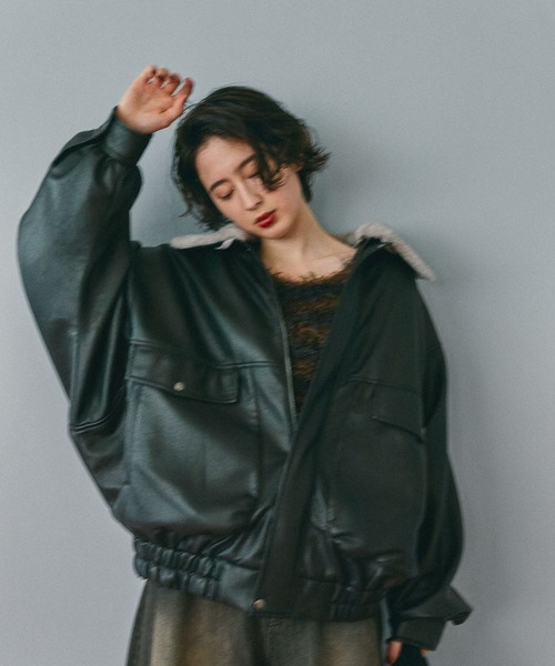 niko and...（ニコアンド）の「フェイクレザー2WAYアソートブルゾン（ブルゾン・レディース・ブラウン/ブラック/アイボリー・FREE）」の8枚目の写真