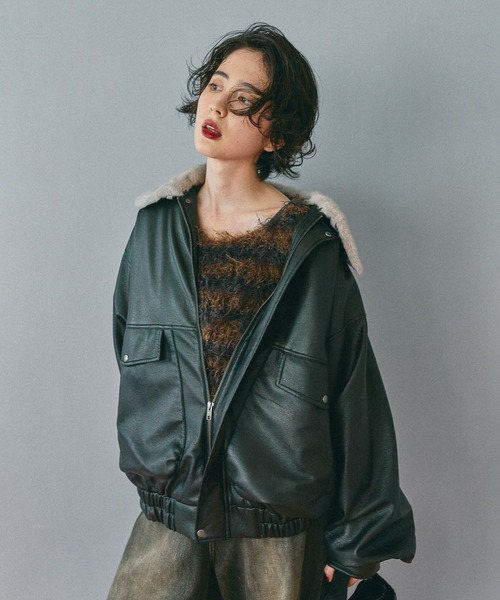 niko and（ニコアンド）の「フェイクレザー2WAYアソートブルゾン