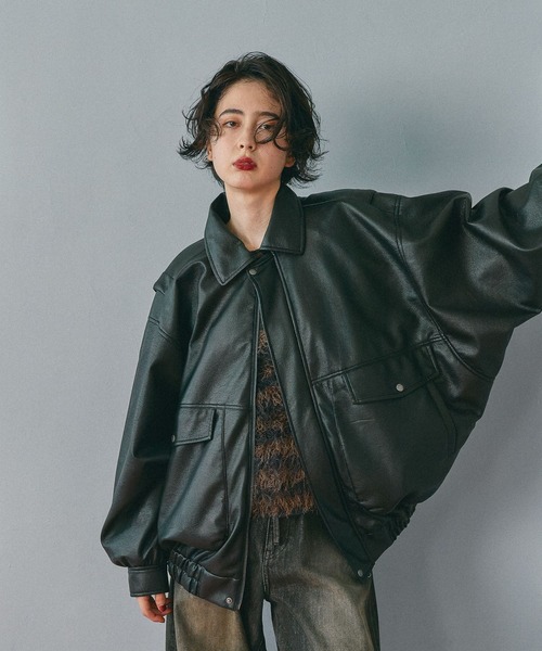 niko and（ニコアンド）の「フェイクレザー2WAYアソートブルゾン