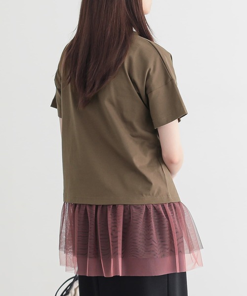n'OrLABEL(ノアールレーベル)の「チュールドッキングカットソー(Tシャツ/カットソー・レディース・オフホワイト/ブラック/カーキ・2/1)」の8枚目の写真