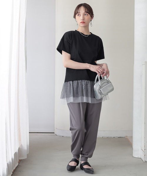n'OrLABEL(ノアールレーベル)の「チュールドッキングカットソー(Tシャツ/カットソー・レディース・オフホワイト/ブラック/カーキ・2/1)」の17枚目の写真