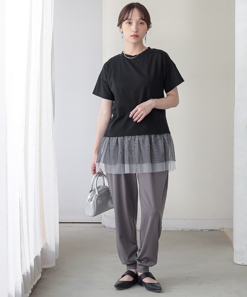 n'OrLABEL(ノアールレーベル)の「チュールドッキングカットソー(Tシャツ/カットソー・レディース・オフホワイト/ブラック/カーキ・2/1)」の18枚目の写真
