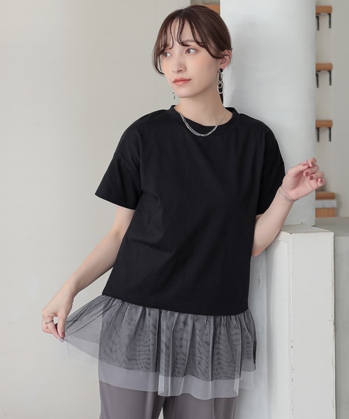 n'OrLABEL(ノアールレーベル)の「チュールドッキングカットソー(Tシャツ/カットソー・レディース・オフホワイト/ブラック/カーキ・2/1)」の15枚目の写真