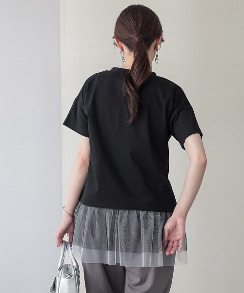 n'OrLABEL(ノアールレーベル)の「チュールドッキングカットソー(Tシャツ/カットソー・レディース・オフホワイト/ブラック/カーキ・2/1)」の16枚目の写真