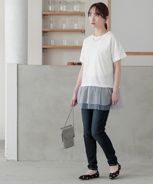 n'OrLABEL(ノアールレーベル)の「チュールドッキングカットソー(Tシャツ/カットソー・レディース・オフホワイト/ブラック/カーキ・2/1)」の21枚目の写真