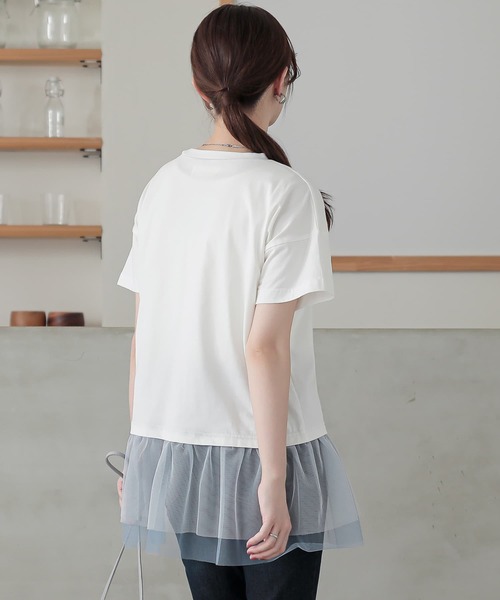 n'OrLABEL(ノアールレーベル)の「チュールドッキングカットソー(Tシャツ/カットソー・レディース・オフホワイト/ブラック/カーキ・2/1)」の20枚目の写真