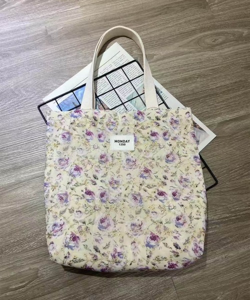 aimoha(アイモハ)の「レースフラワーキャンバストートバッグ(トートバッグ・レディース・ライトベージュ/ピンク/パープル/ベージュ・FREE)」の1枚目の写真