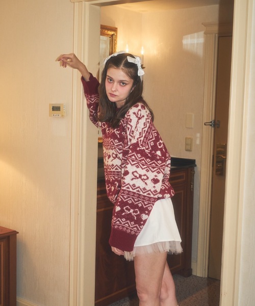 リボンノルディックきらきらニット（ワンピース）｜Lovilyn