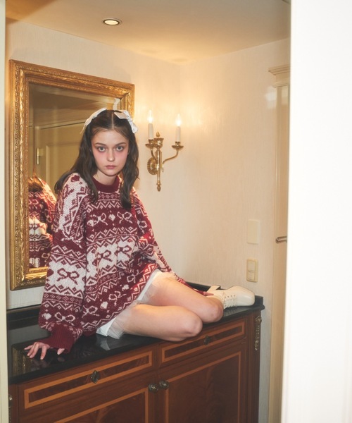 リボンノルディックきらきらニット（ワンピース）｜Lovilyn