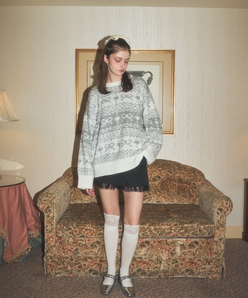 リボンノルディックきらきらニット（ワンピース）｜Lovilyn