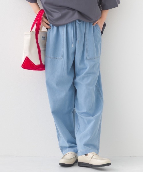 OMNES（オムネス）の「シャンブレーテーパードイージーパンツ（その他パンツ・レディース・ライトブルー/ダークブルー・FREE）」の3枚目の写真