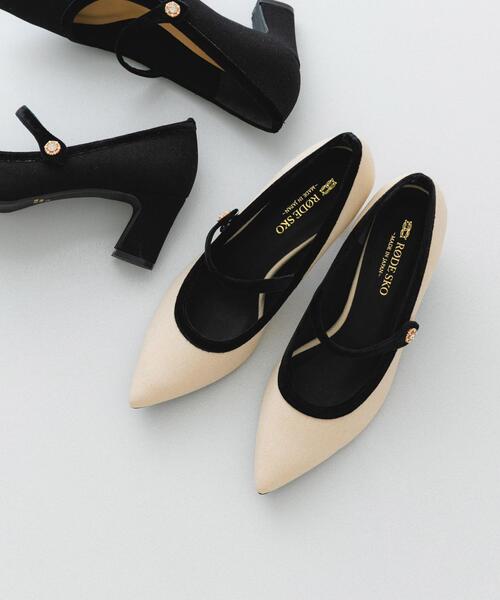 RODE SKO（ロデスコ）の「『MADE IN JAPAN』　チャンキーヒールメリージェーンパンプス（パンプス・レディース・ブラック/オフホワイト・38/36/37）」の2枚目の写真