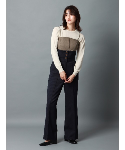 CIS.(シス)の「CIS. シャーリングビスチェ&コルセットワイドパンツレイヤーセット ウォッシャブル ストレッチ(その他パンツ・レディース・グレー/ベージュ・36(7号)/38(9号)/34(5号)/40(11号))」の2枚目の写真