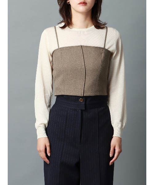 CIS.(シス)の「CIS. シャーリングビスチェ&コルセットワイドパンツレイヤーセット ウォッシャブル ストレッチ(その他パンツ・レディース・グレー/ベージュ・36(7号)/38(9号)/34(5号)/40(11号))」の3枚目の写真