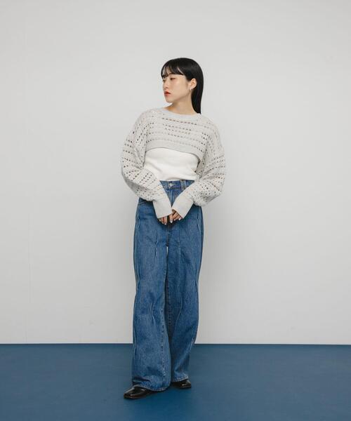 KBF(ケイビーエフ)の「透かし編みニットボレロ(ニット/セーター・レディース・ブラウン/ライトグレー・ONE)」の22枚目の写真