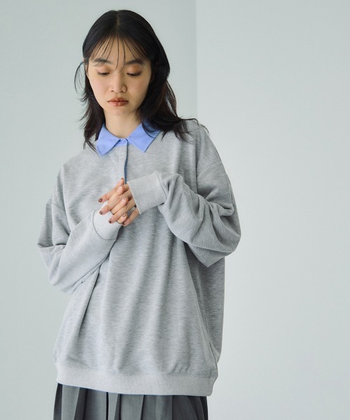 VICKY（ビッキー）の「配色ポロスウェットプルオーバー≪手洗い可能≫（Tシャツ/カットソー・レディース・ブラック/ネイビー/ライトグレー・M）」の2枚目の写真