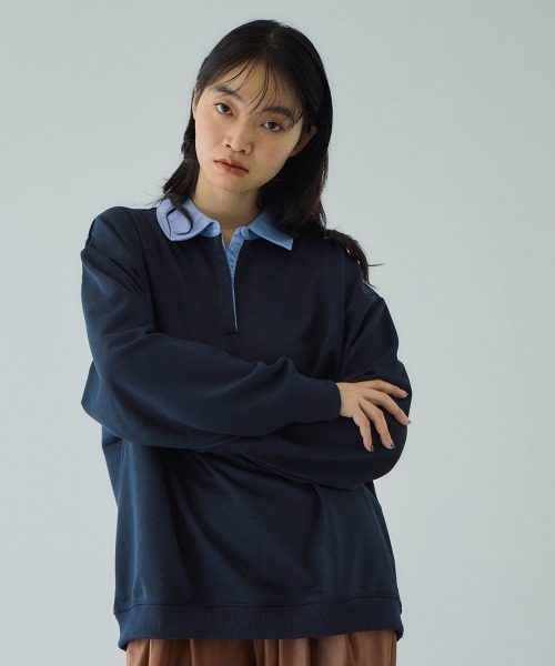 VICKY（ビッキー）の「配色ポロスウェットプルオーバー≪手洗い可能≫（Tシャツ/カットソー・レディース・ブラック/ネイビー/ライトグレー・M）」の11枚目の写真