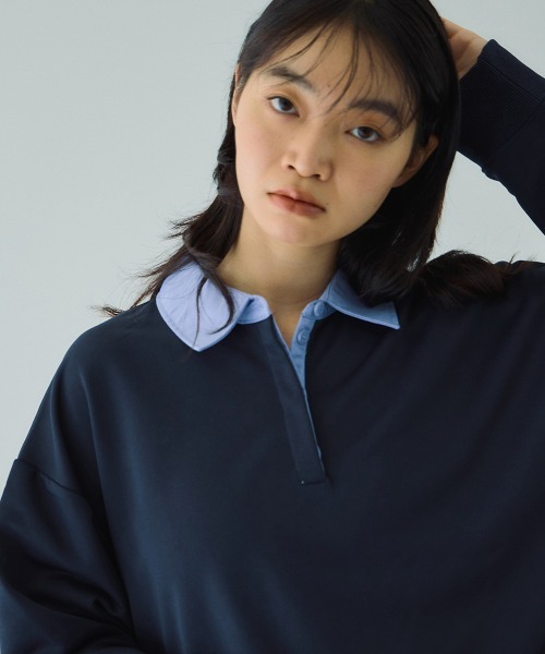 VICKY（ビッキー）の「配色ポロスウェットプルオーバー≪手洗い可能≫（Tシャツ/カットソー・レディース・ブラック/ネイビー/ライトグレー・M）」の10枚目の写真