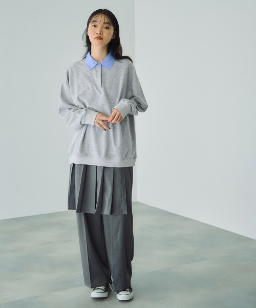 VICKY（ビッキー）の「配色ポロスウェットプルオーバー≪手洗い可能≫（Tシャツ/カットソー・レディース・ブラック/ネイビー/ライトグレー・M）」の7枚目の写真