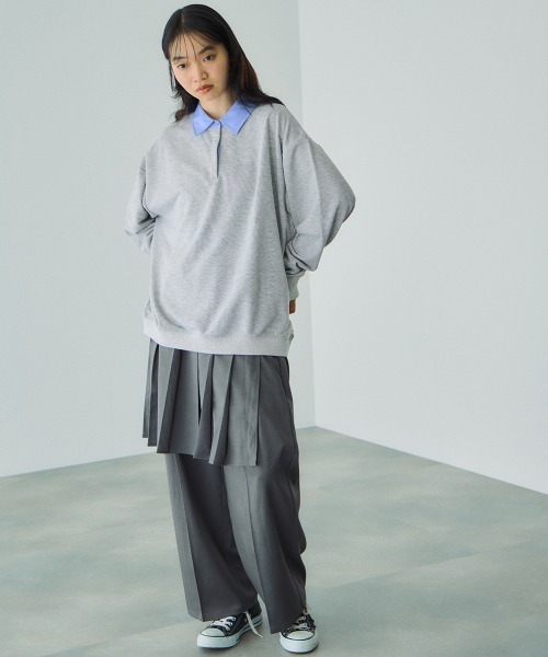 VICKY（ビッキー）の「配色ポロスウェットプルオーバー≪手洗い可能≫（Tシャツ/カットソー・レディース・ブラック/ネイビー/ライトグレー・M）」の6枚目の写真