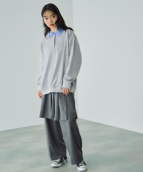 VICKY（ビッキー）の「配色ポロスウェットプルオーバー≪手洗い可能≫（Tシャツ/カットソー・レディース・ブラック/ネイビー/ライトグレー・M）」の5枚目の写真