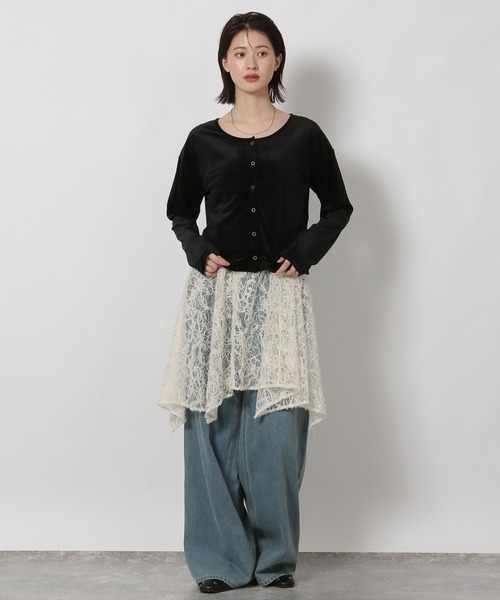 LAKOLE（ラコレ）の「シアーベロアカーディガン / 594713（Tシャツ/カットソー・レディース・ブラック/グレー/ネイビー/イエロー・FREE）」の13枚目の写真