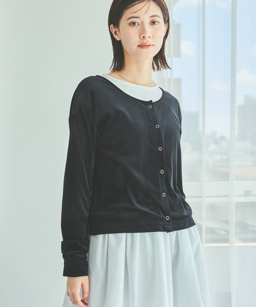 LAKOLE（ラコレ）の「シアーベロアカーディガン / 594713（Tシャツ/カットソー・レディース・ブラック/グレー/ネイビー/イエロー・FREE）」の7枚目の写真