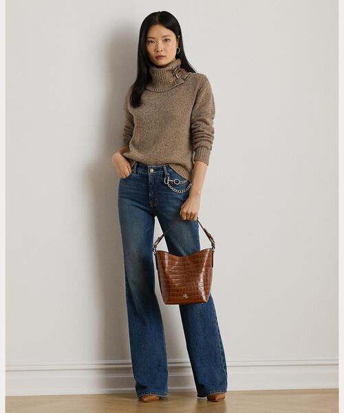 セール】バックルトリム メランジ タートルネック セーター（ニット