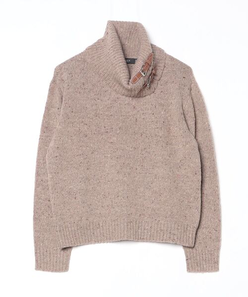 セール】バックルトリム メランジ タートルネック セーター（ニット