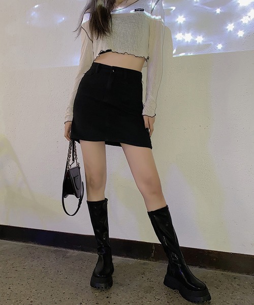 SANSeLF（サンセルフ）の「【SANSeLF】 厚底ウエッジソールロングブーツ  ストレートシルエット sas25a021（ブーツ・レディース・ブラック・39/38/37/36）」の7枚目の写真