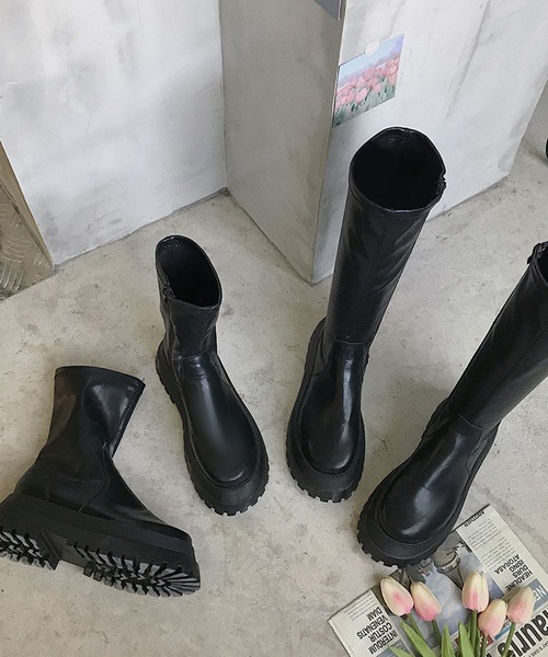 SANSeLF（サンセルフ）の「【SANSeLF】 厚底ウエッジソールロングブーツ  ストレートシルエット sas25a021（ブーツ・レディース・ブラック・39/38/37/36）」の11枚目の写真