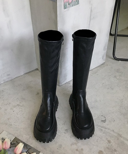 SANSeLF（サンセルフ）の「【SANSeLF】 厚底ウエッジソールロングブーツ  ストレートシルエット sas25a021（ブーツ・レディース・ブラック・39/38/37/36）」の15枚目の写真