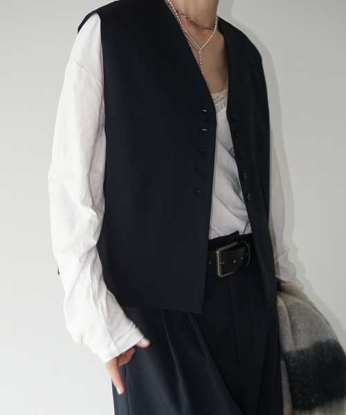 Fano studios ブラック フロントタック ノースリーブロングワンピース FX25L121【Fano