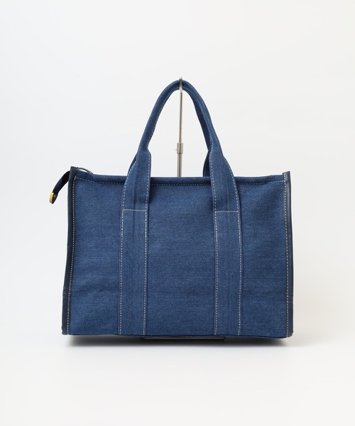 パッチワークトートバッグ セール】パッチワーク風デニム2WAYトートバッグ（トート