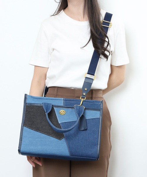 セール】パッチワーク風デニム2WAYトートバッグ（トート