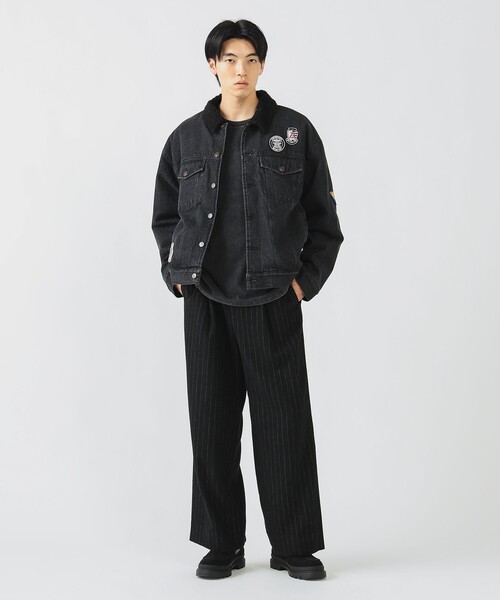 BEAMS HEART(ビームスハート)の「【完売間近】シェルパトラッカー ジャケット/Sherpa Trucker Jacket(裏ボア仕様・ヴィンテージライク・リラックスフィット・ショート丈・ブラックデニム)(デニムジャケット・メンズ・チャコールグレー/ブラック・LARGE/MEDIUM/SMALL)」の6枚目の写真