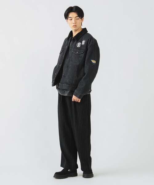 BEAMS HEART(ビームスハート)の「【完売間近】シェルパトラッカー ジャケット/Sherpa Trucker Jacket(裏ボア仕様・ヴィンテージライク・リラックスフィット・ショート丈・ブラックデニム)(デニムジャケット・メンズ・チャコールグレー/ブラック・LARGE/MEDIUM/SMALL)」の7枚目の写真