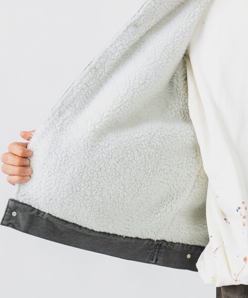 BEAMS HEART(ビームスハート)の「【完売間近】シェルパトラッカー ジャケット/Sherpa Trucker Jacket(裏ボア仕様・ヴィンテージライク・リラックスフィット・ショート丈・ブラックデニム)(デニムジャケット・メンズ・チャコールグレー/ブラック・LARGE/MEDIUM/SMALL)」の17枚目の写真