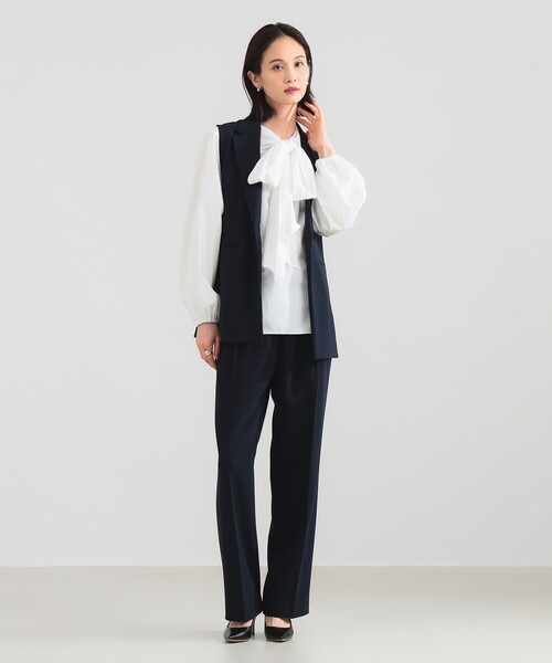 Demi-Luxe BEAMS（デミルクス ビームス）の「【1/9再値下げ】トリアセ テーラードジレ（ベスト・レディース・ブラック/ネイビー・36/38）」の9枚目の写真