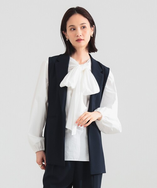 Demi-Luxe BEAMS（デミルクス ビームス）の「【1/9再値下げ】トリアセ テーラードジレ（ベスト・レディース・ブラック/ネイビー・36/38）」の11枚目の写真