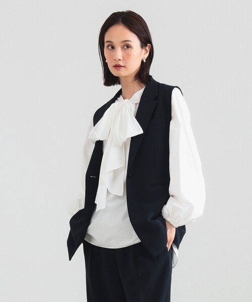 Demi-Luxe BEAMS（デミルクス ビームス）の「【1/9再値下げ】トリアセ テーラードジレ（ベスト・レディース・ブラック/ネイビー・36/38）」の12枚目の写真