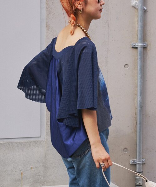 etsinta（エシンタ）の「etsintaリメイクメッシュフレアtee（Tシャツ/カットソー・レディース・ブラック・ONE SIZE）」の5枚目の写真