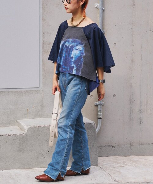 etsinta（エシンタ）の「etsintaリメイクメッシュフレアtee（Tシャツ/カットソー・レディース・ブラック・ONE SIZE）」の8枚目の写真