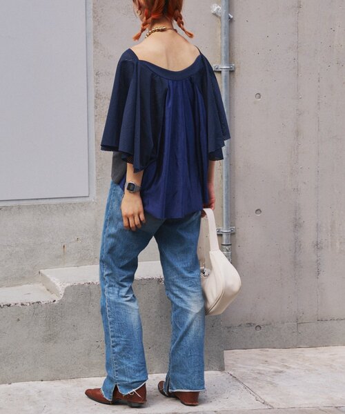 etsinta（エシンタ）の「etsintaリメイクメッシュフレアtee（Tシャツ/カットソー・レディース・ブラック・ONE SIZE）」の9枚目の写真